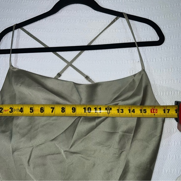 Show Me Your Mumu Verona Maxi Slip Dress M Moss Green Luxe Satin Bridesmaid - Picture 9 of 10